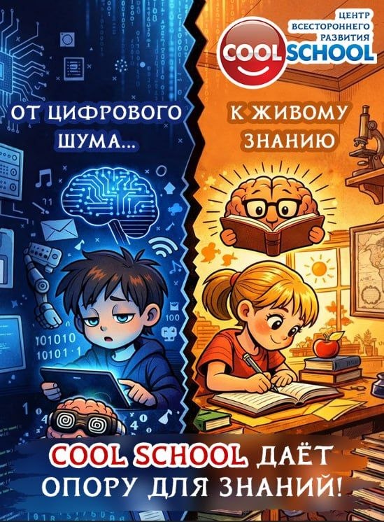 От цифрового шума — к живому знанию! В Cool School мы даём ребёнку опору для настоящих знаний!