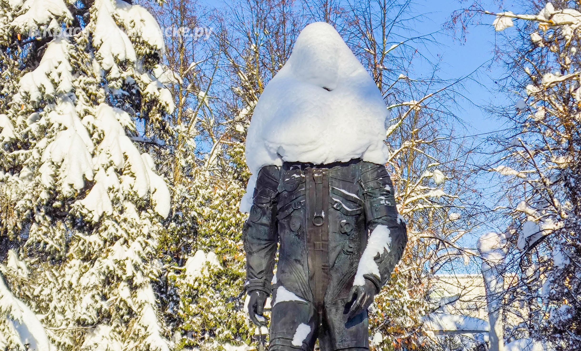 Когда так морозно, что даже памятники кутаются с головой