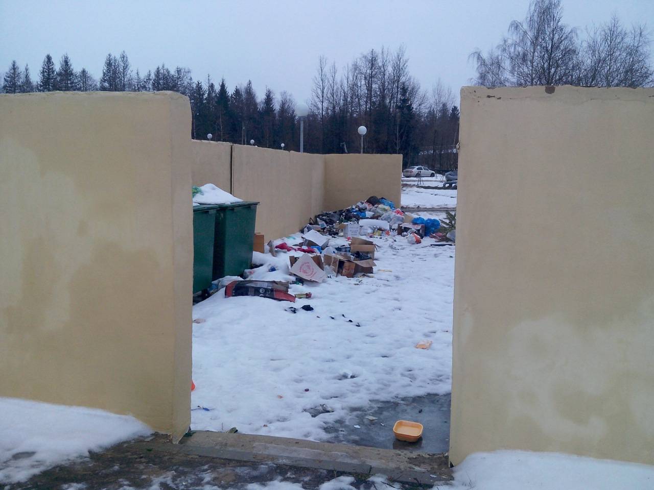 Увидели мусоросборник возле незаселенного дома Увидели мусоросборник возле незаселенного дома