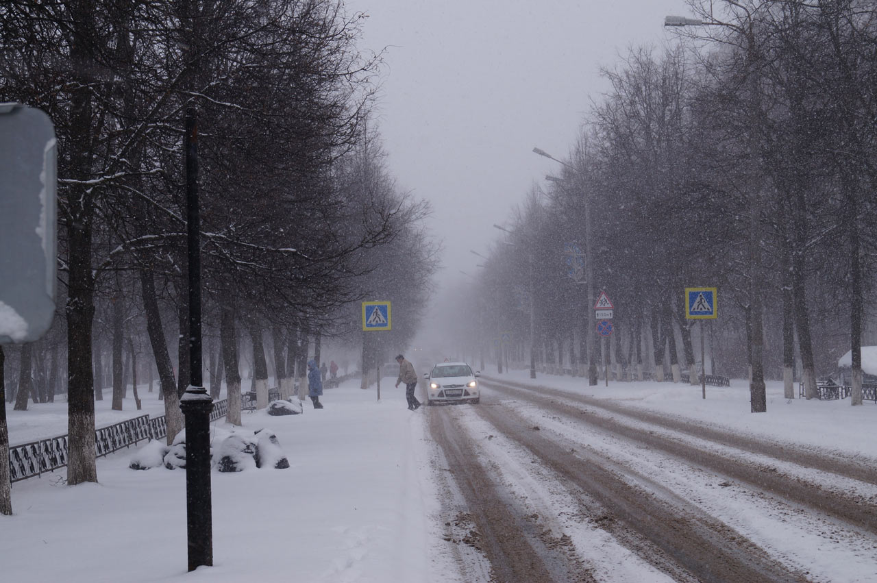Снегопад в Краснознаменске весной