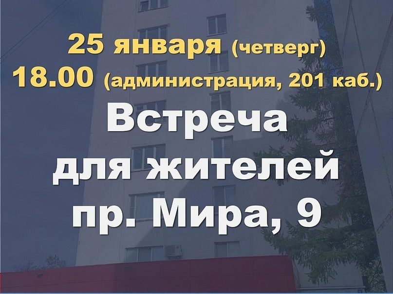 Глава города проведет встречу с жителями дома №9 по пр. Мира.