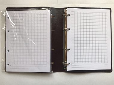 Тетрадь с кожаной обложкой на кольцах со сменными блоками формат А-5 160 листов