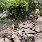 На ул. Октябрьская 8 начались работы по обновлению тротуара