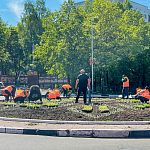 Город оживает! Начали высаживать цветы на центральной клумбе