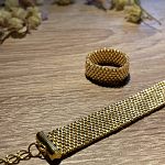 Браслет и кольцо из японского золотого бисера