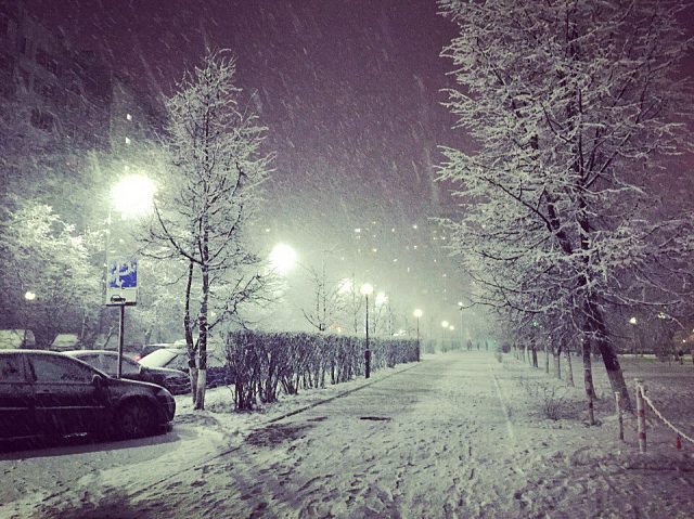 Снегопад в Краснознаменске