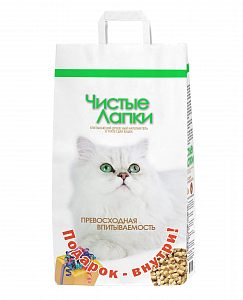Древесный впитывающий наполнитель Чистые Лапки 12л.