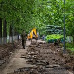 Демонтаж старого асфальтового покрытия и установка новых бордюров на Проспект мира