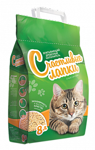 Натуральный древесный наполнитель Счастливые Лапки 8л