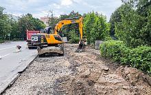 Реконструкция остановки у штаба уже идёт полным ходом