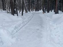Как приятно прогуляться с детьми по парку, когда от снега очищены тротуары и детская площадка.