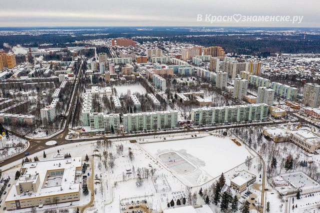 Зимний город с высоты
