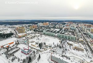 Зимний город с высоты