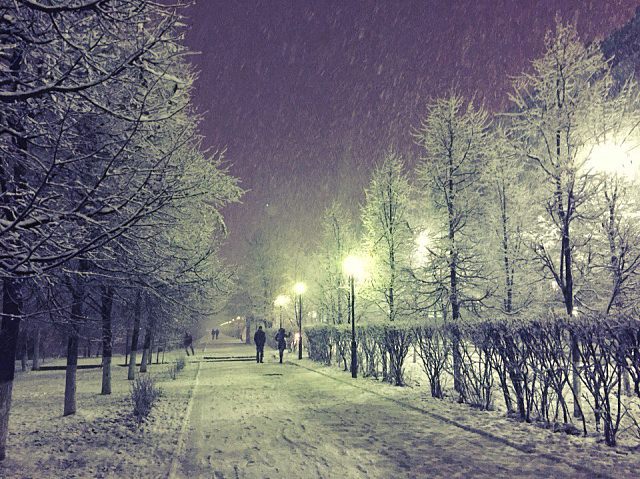 Снегопад в Краснознаменске