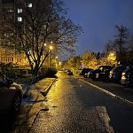 Вечерний Краснознаменск прошлых лет с осенними туманами, дождями и первым снегом