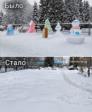 Снежные фигуры у штаба - всё