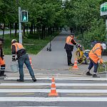 Обновление дорожной разметки на ул. Краснознамённая и ул. Победы