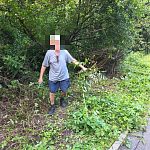 Вот этот деятель ежедневно орудует пилой в парке у озера