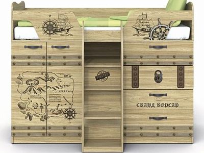 Детская кроватка с выдвижным столом ящиками