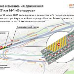 Из-за ремонта т ж/д переезда на 27 километре трассы М-1 «Беларусь» в Одинцово Движение в сторону области будет закрыто на всех 4 полосах