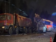 На Минском шоссе в сторону Москвы в районе Довиля серьезная авария с участием 442 автобуса