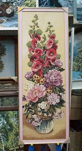 Букет с мальвой б (108Х36), 3448-А-1570, 4-гранник