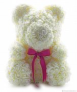 Мишка из роз белый