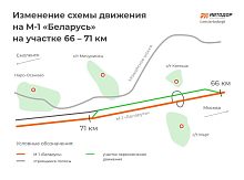 Автодор информирует об изменение движения с 15 по 20 марта на участке Минского шоссе.