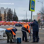 Установка знака по ГОСТу на пешеходном переходе у храма 