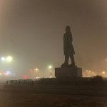Вечерний Краснознаменск прошлых лет с осенними туманами, дождями и первым снегом