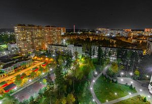 Огни вечернего города с высоты птичьего полёта