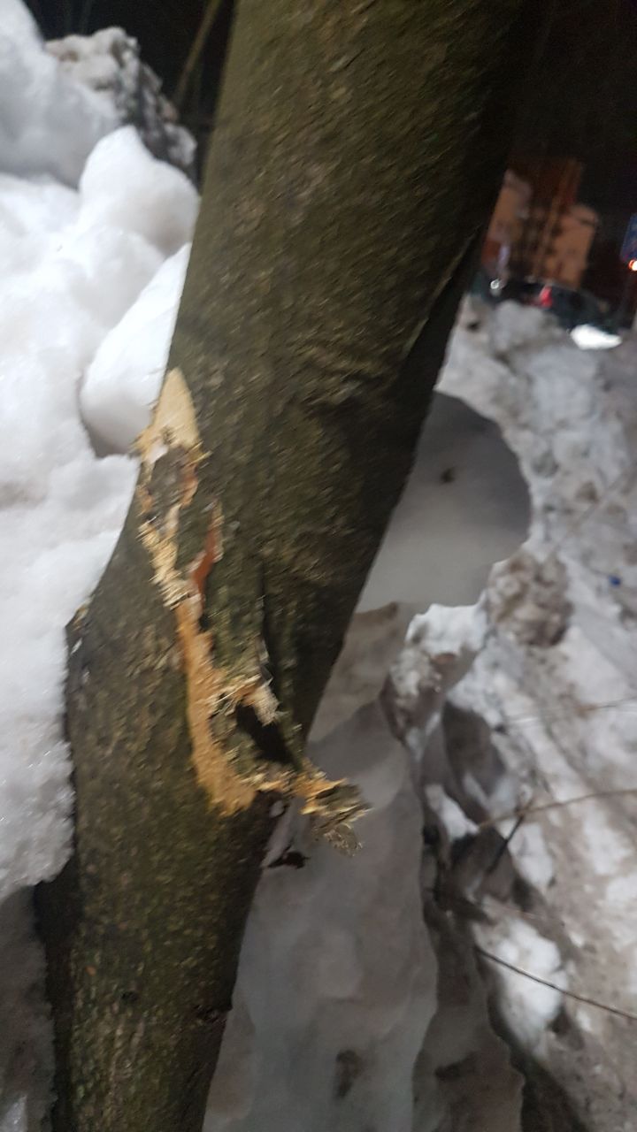 Вот так не вывозится снег на Связистов, вдавливая куда тольк