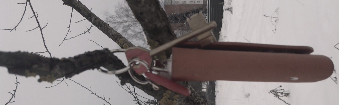 На новом озере, возле площадки с осьминогом висят ключи.
