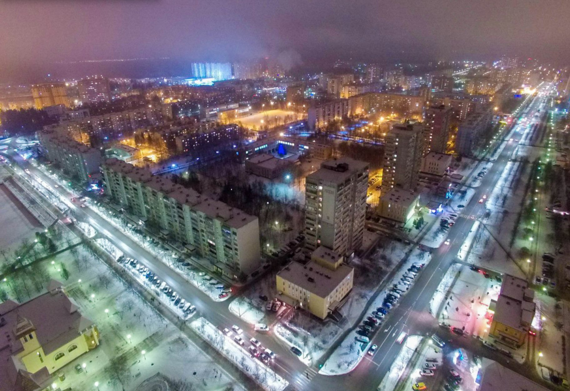 4 декабря 2015г. Полёт над вечерним Краснознаменском, вид св
