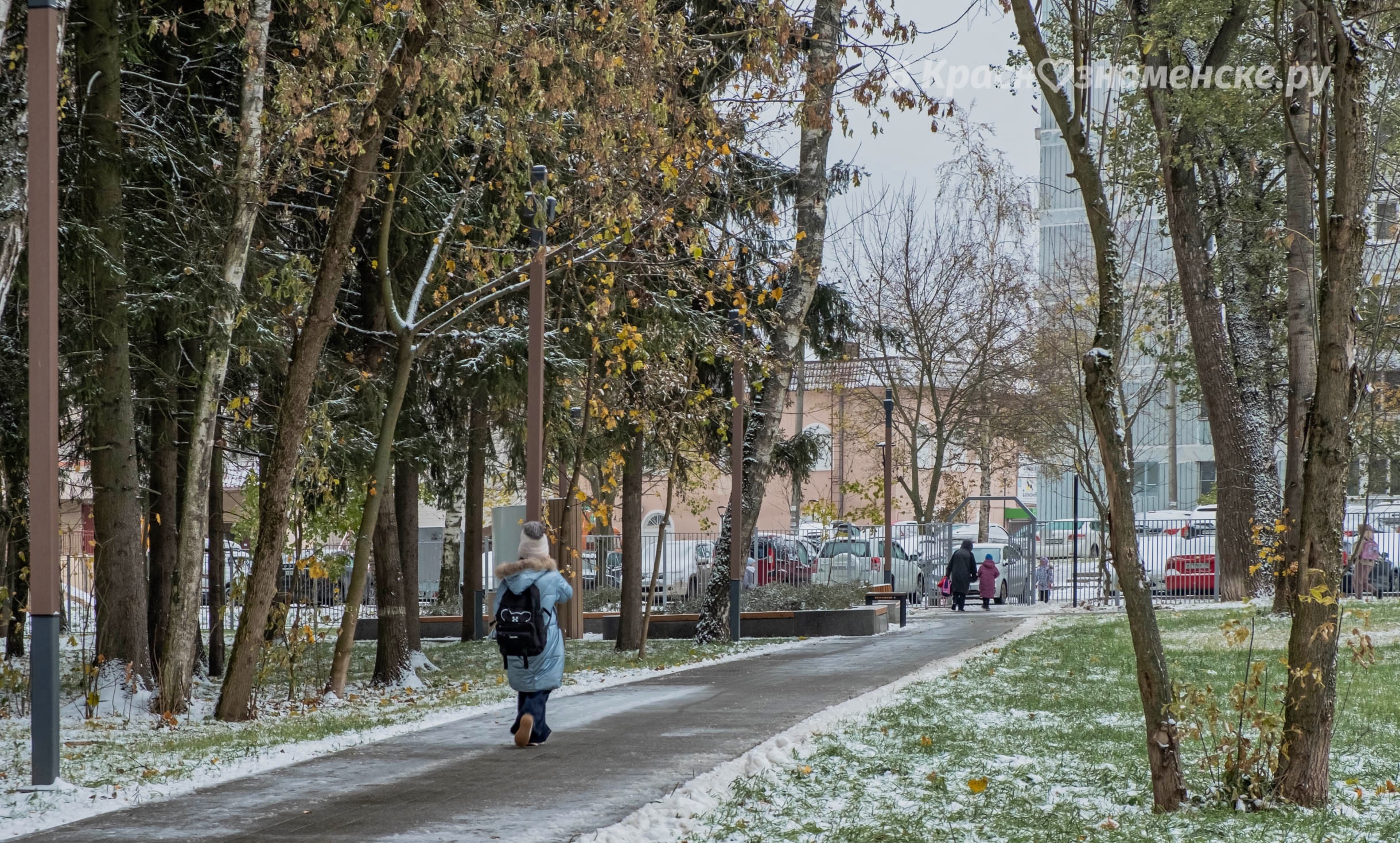 Первый снег на улицах Краснознаменска ❄️