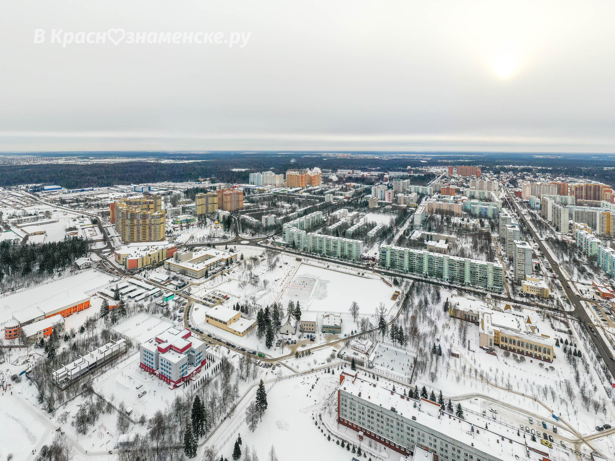 Зимний город с высоты — Краснознаменск