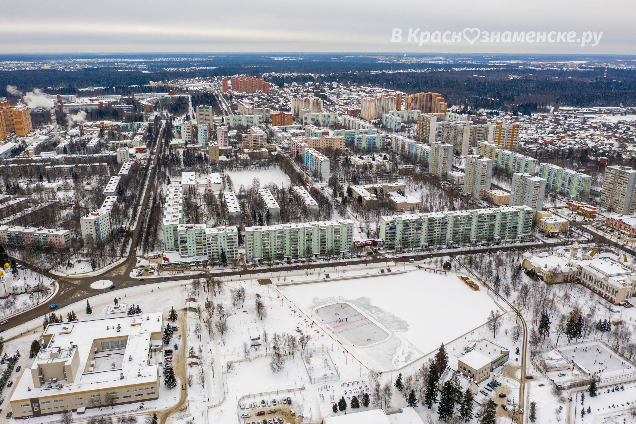 Зимний город с высоты — Краснознаменск