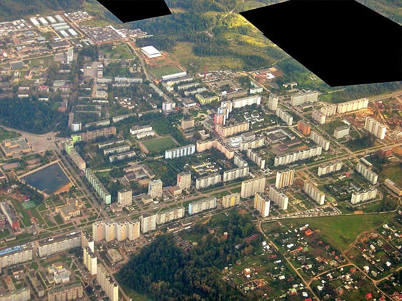 Одна из старейших фотографий Краснознаменска с самолёта, в т